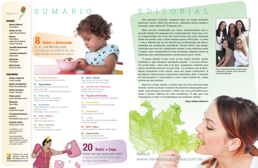 Projeto gráfico para Revista Nutrir Mais